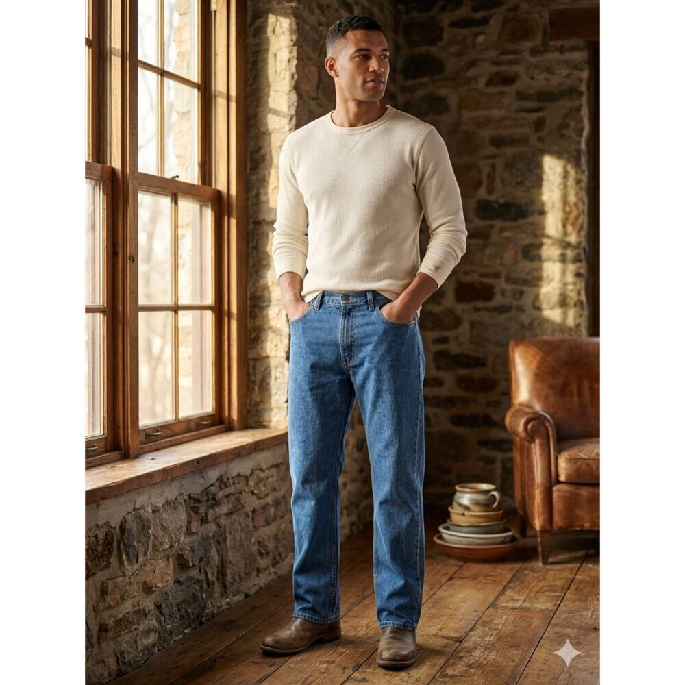 Levi's 550 Jeans Mens 44x30 Blue Relaxed Straight Leg 100% Cotton Denim